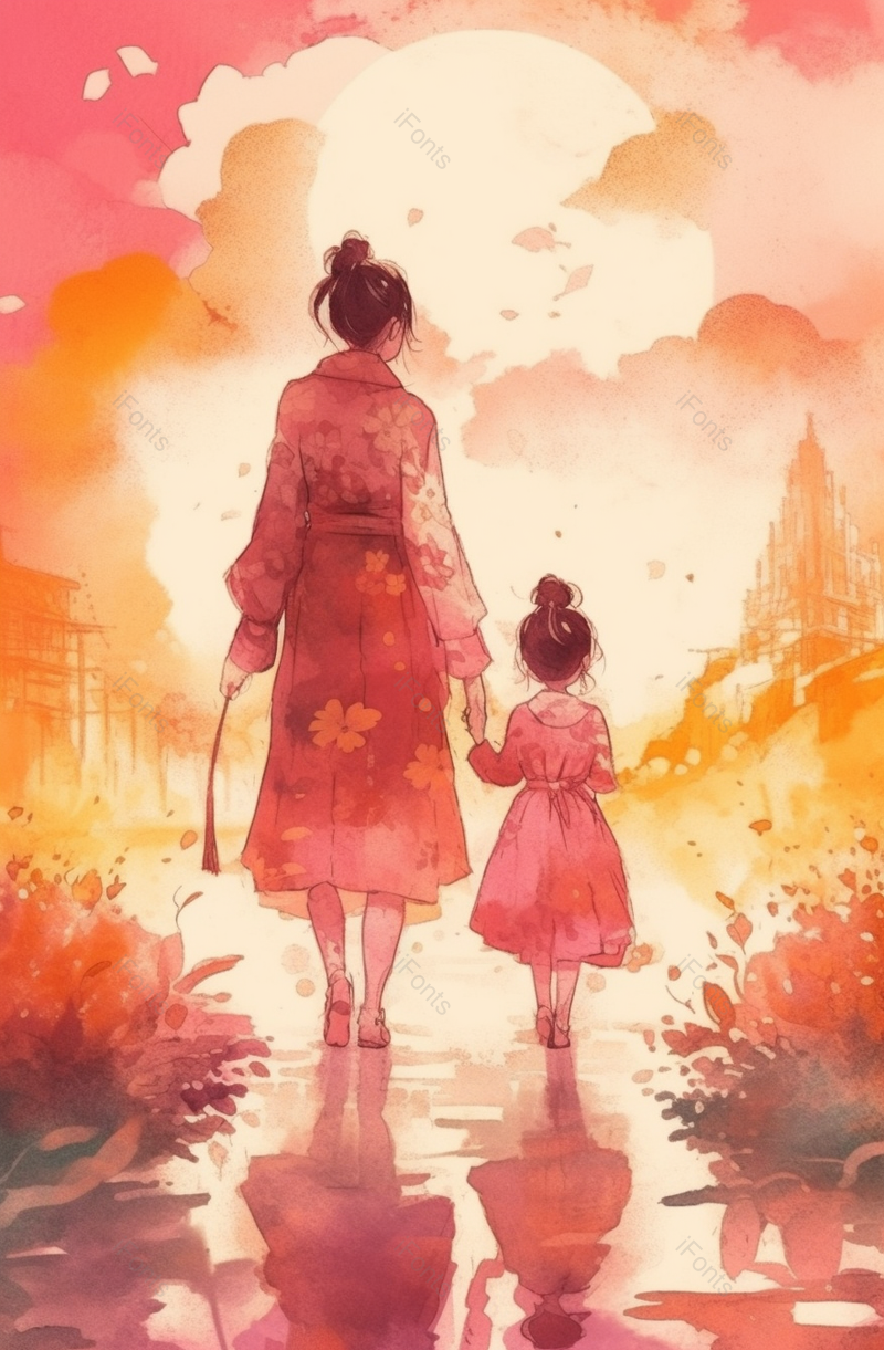 温馨手绘母亲节插画海报效果背景图,插画/手绘图,插画/手绘图库,插画/手绘图下载,插画/手绘